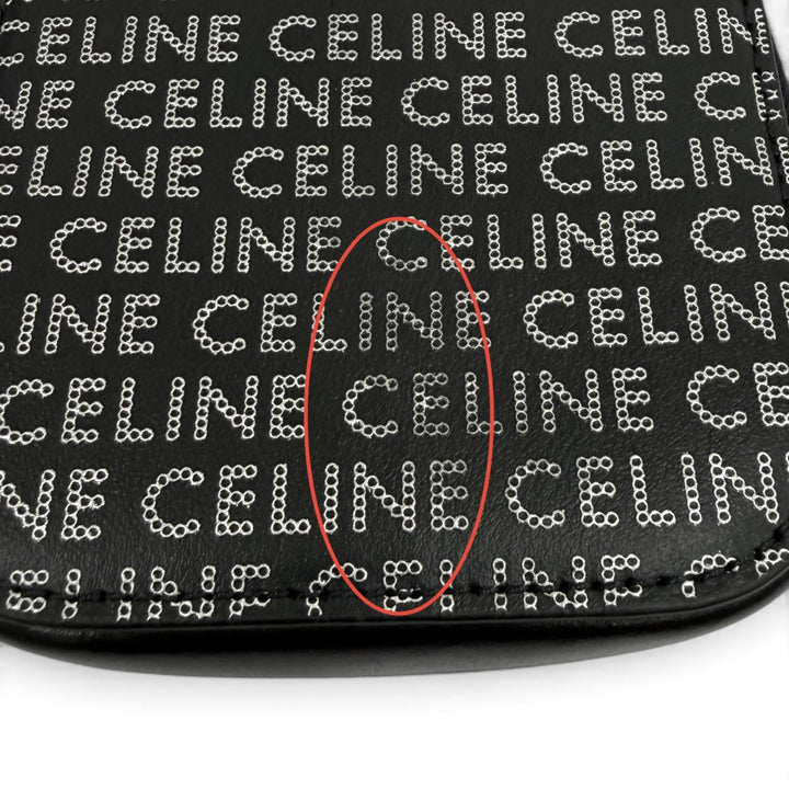 極美品★CELINE セリーヌ 10K743FGH.38SI ロゴ総柄 スクエアパース レザー コインケース ブラック シルバー イタリア製 箱・保存袋付き