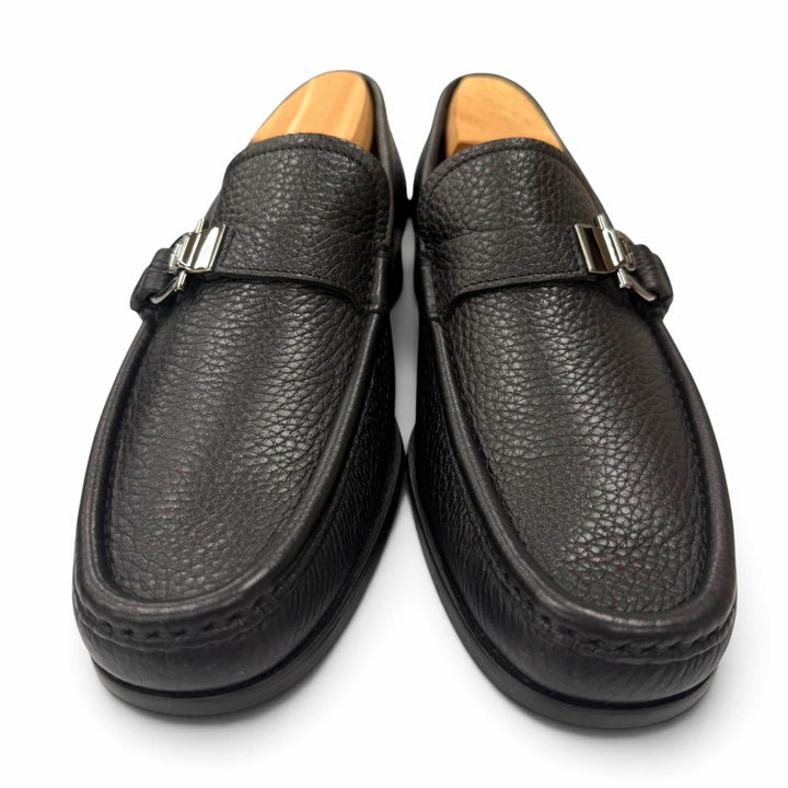極美品▼Salvatore Ferragamo サルヴァトーレフェラガモ ガンチーニ レザーシューズ ローファー ブラック 5.5 伊製 メンズ 保存袋付き