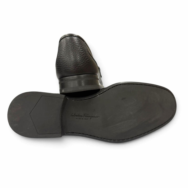 極美品▼Salvatore Ferragamo サルヴァトーレフェラガモ ガンチーニ レザーシューズ ローファー ブラック 5.5 伊製 メンズ 保存袋付き