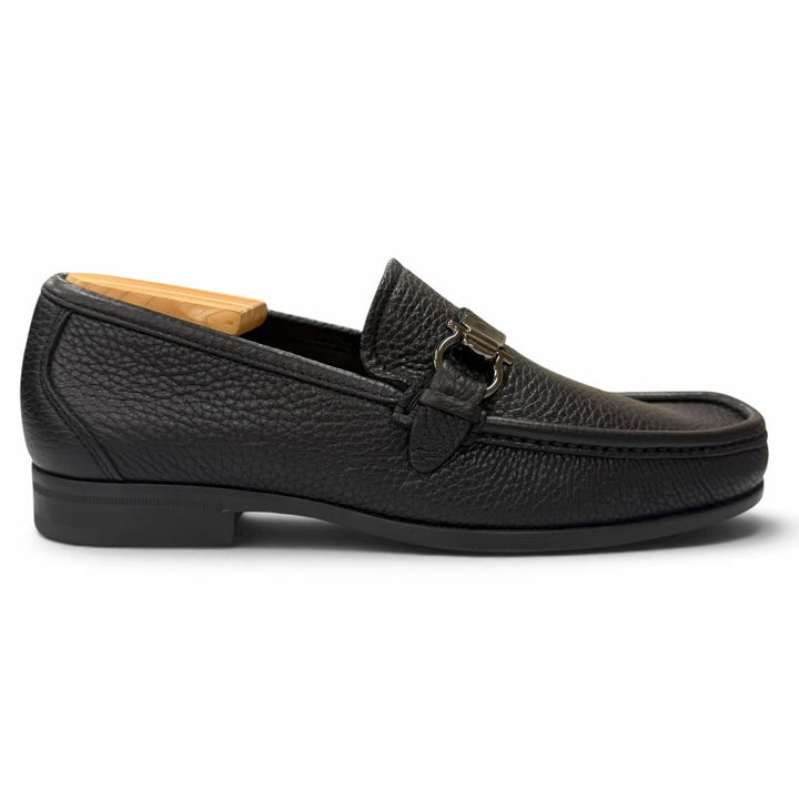 極美品▼Salvatore Ferragamo サルヴァトーレフェラガモ ガンチーニ レザーシューズ ローファー ブラック 5.5 伊製 メンズ 保存袋付き