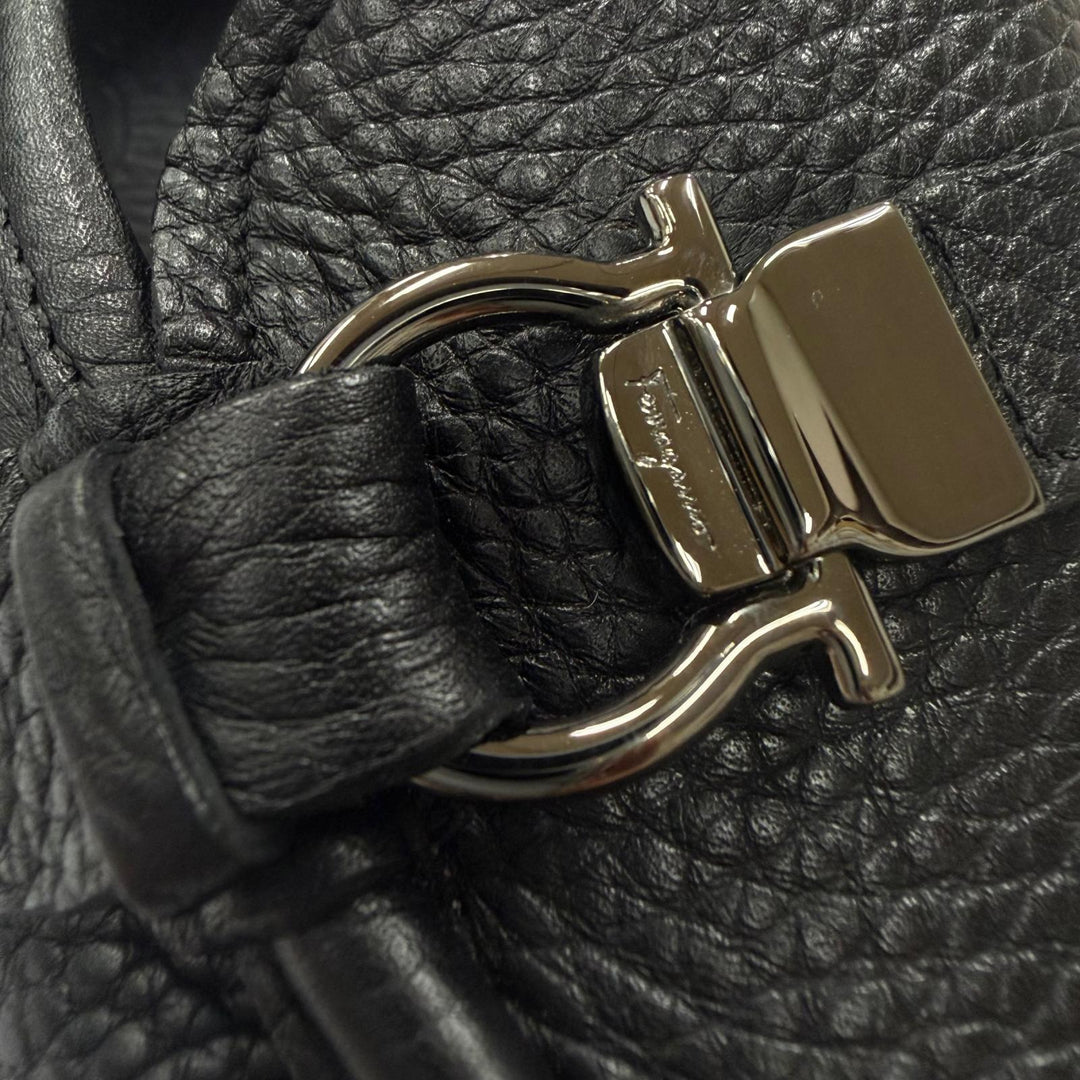 極美品▼Salvatore Ferragamo サルヴァトーレフェラガモ ガンチーニ レザーシューズ ローファー ブラック 5.5 伊製 メンズ 保存袋付き