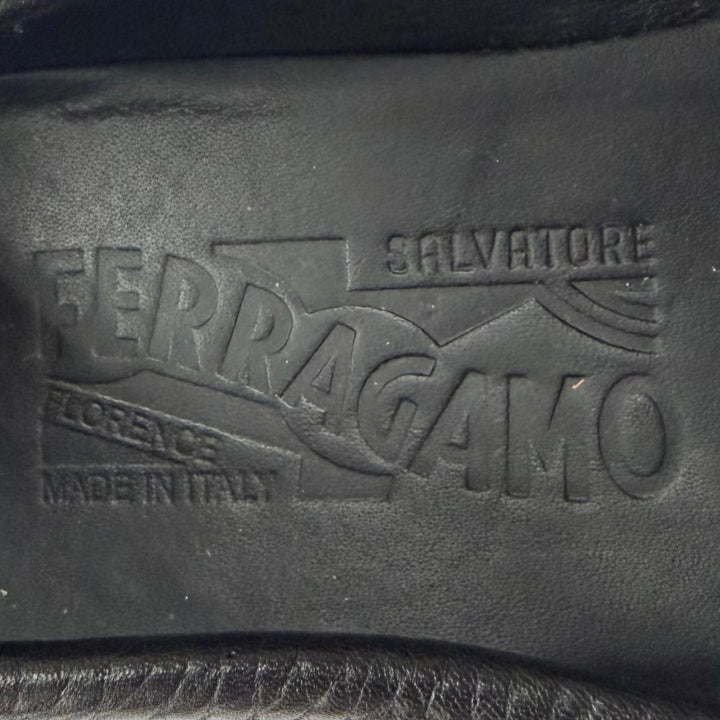 極美品▼Salvatore Ferragamo サルヴァトーレフェラガモ ガンチーニ レザーシューズ ローファー ブラック 5.5 伊製 メンズ 保存袋付き