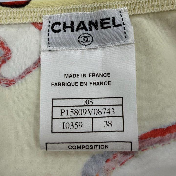 未使用品☆CHANEL シャネル 00S P15809 ココマーク マイヨン フェイスプリント 水着 3点セット イエロー系 38 フランス製 レディース