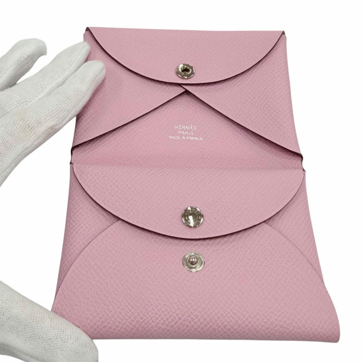 未使用品☆HERMES エルメス カルヴィ デュオ ヴォーエプソン モーヴシルベストル シルバー金具 セリエ金具 コインケース K刻印 箱付き