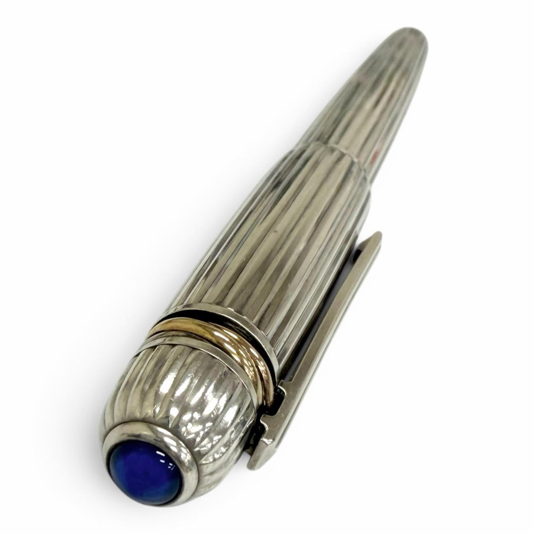 美品□Cartier カルティエ ヴィンテージ パシャ ドゥ カルティエ ブルージェムストーン トリニティ ストライプ ボールペン シルバー