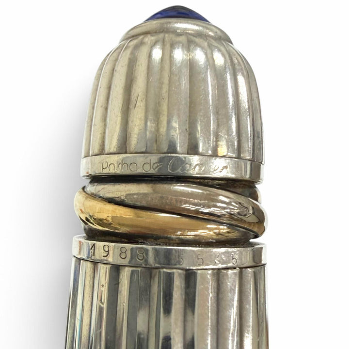 美品□Cartier カルティエ ヴィンテージ パシャ ドゥ カルティエ ブルージェムストーン トリニティ ストライプ ボールペン シルバー