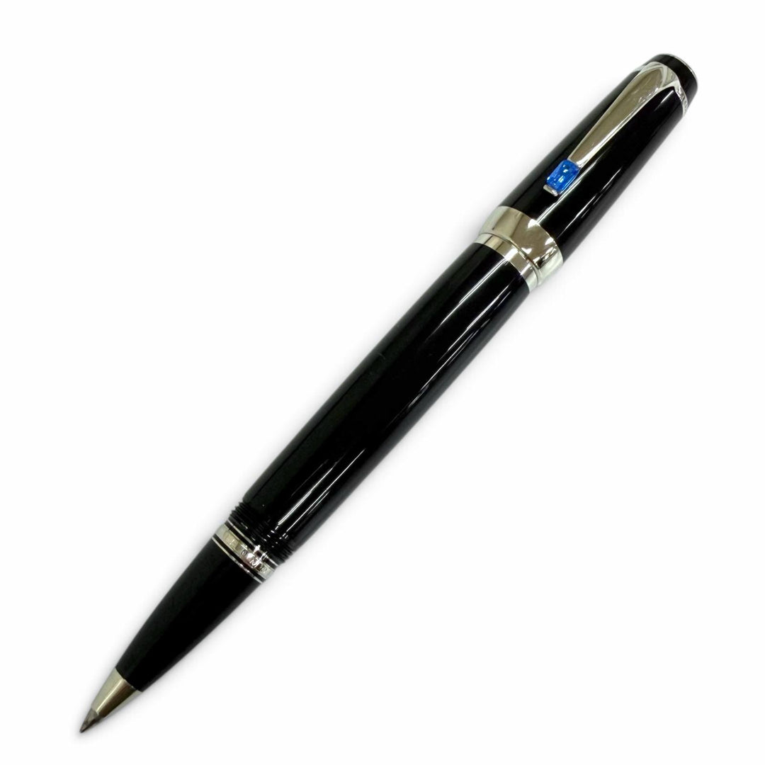 美品□MONTBLANC モンブラン BOHEME ボエム ブルージェムストーン キャップ式 ボールペン ステーショナリー ブラック シルバー ドイツ製