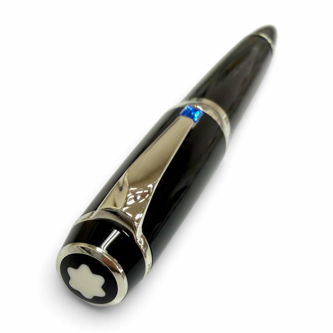 美品□MONTBLANC モンブラン BOHEME ボエム ブルージェムストーン キャップ式 ボールペン ステーショナリー ブラック シルバー ドイツ製