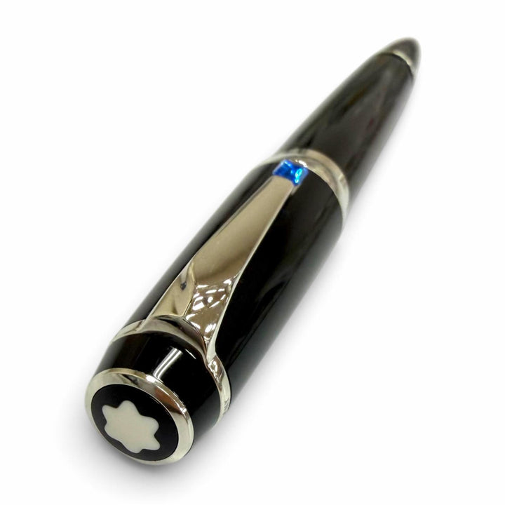 美品□MONTBLANC モンブラン BOHEME ボエム ブルージェムストーン キャップ式 ボールペン ステーショナリー ブラック シルバー ドイツ製