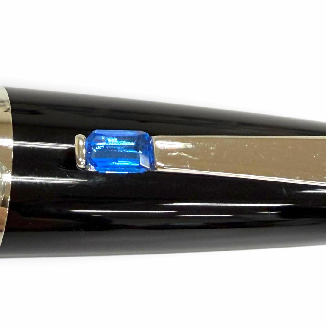 美品□MONTBLANC モンブラン BOHEME ボエム ブルージェムストーン キャップ式 ボールペン ステーショナリー ブラック シルバー ドイツ製