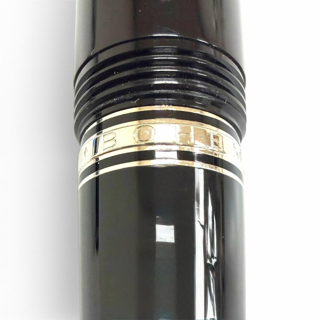 美品□MONTBLANC モンブラン BOHEME ボエム ブルージェムストーン キャップ式 ボールペン ステーショナリー ブラック シルバー ドイツ製
