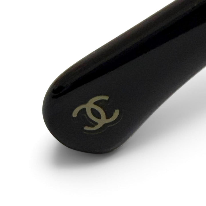 美品△CHANEL シャネル 4244 グラスチェーン付き ココマーク サングラス アイウェア ネイビー シルバー 57□18 140 度なし 伊製 箱付き