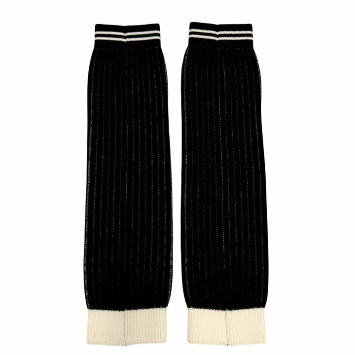 極美品☆CHANEL シャネル 24C ココマーク・ロゴ ニット レッグウォーマー ファッション雑貨 ブラック ホワイト イタリア製 レディース