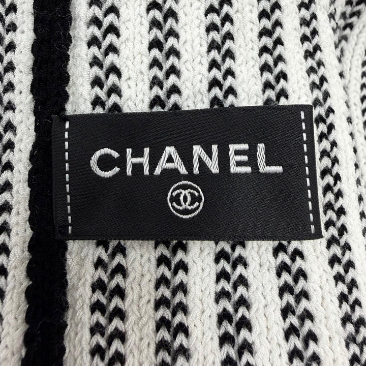極美品☆CHANEL シャネル 24C ココマーク・ロゴ ニット レッグウォーマー ファッション雑貨 ブラック ホワイト イタリア製 レディース