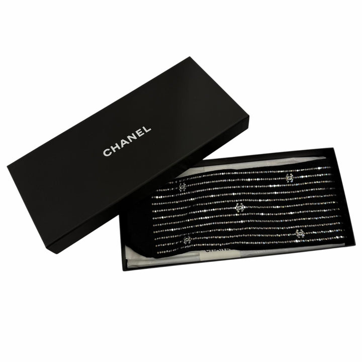 未使用品☆CHANEL シャネル ココマーク ラインストーン装飾 ソックス 靴下 ファッション雑貨 ブラック レディース 箱付き