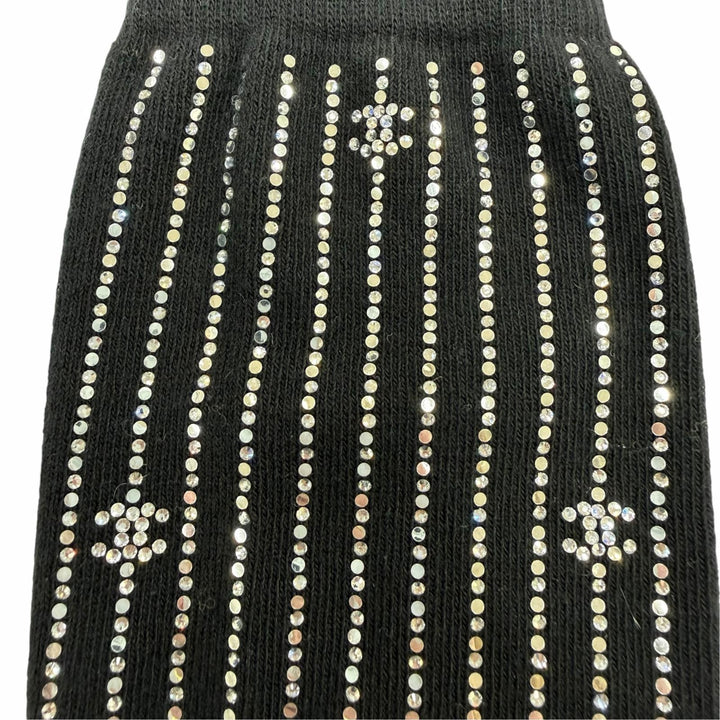 未使用品☆CHANEL シャネル ココマーク ラインストーン装飾 ソックス 靴下 ファッション雑貨 ブラック レディース 箱付き