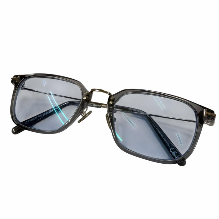 美品▼TOM FORD トムフォード TF1042-D ウェリントン アイウェア サングラス クリアグレー シルバー 52□21 145 度入 イタリア製 メンズ