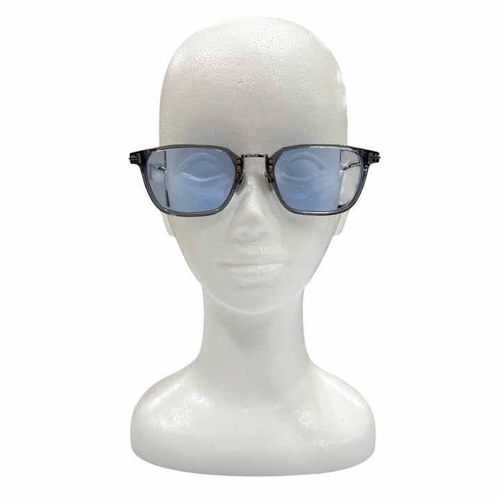 美品▼TOM FORD トムフォード TF1042-D ウェリントン アイウェア サングラス クリアグレー シルバー 52□21 145 度入 イタリア製 メンズ