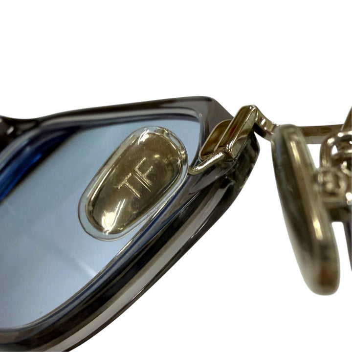 美品▼TOM FORD トムフォード TF1042-D ウェリントン アイウェア サングラス クリアグレー シルバー 52□21 145 度入 イタリア製 メンズ