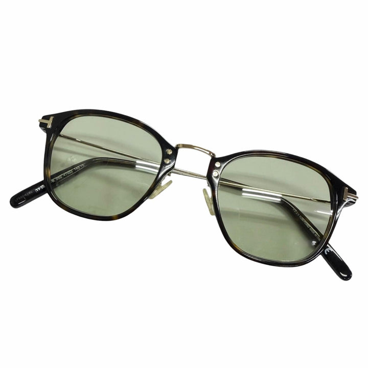 美品□TOM FORD トムフォード TF5649-D-B ウェリントン サングラス ブラウンデミ ゴールド グリーンレンズ 47□22-145 イタリア製 メンズ