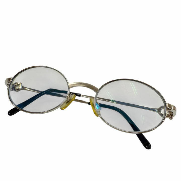 良品▼Cartier カルティエ 2Cデコール オーバル ロゴ金具付き アイウェア サングラス シルバー 50□20 135 度入り フランス製 メンズ