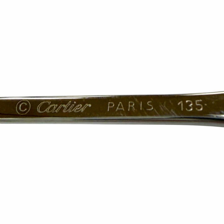 良品▼Cartier カルティエ 2Cデコール オーバル ロゴ金具付き アイウェア サングラス シルバー 50□20 135 度入り フランス製 メンズ