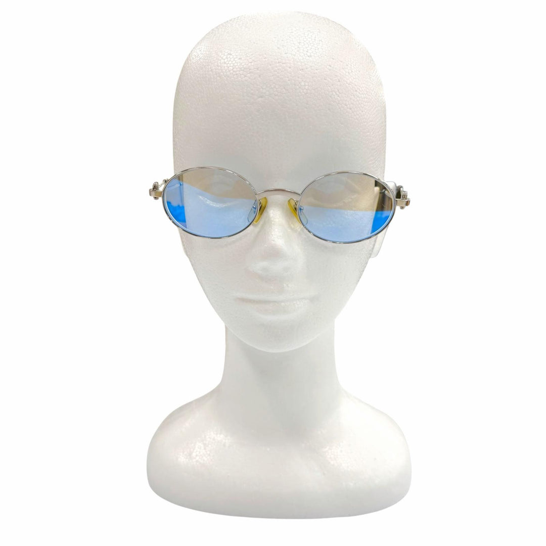 良品▼Cartier カルティエ 2Cデコール オーバル ロゴ金具付き アイウェア サングラス シルバー 50□20 135 度入り フランス製 メンズ