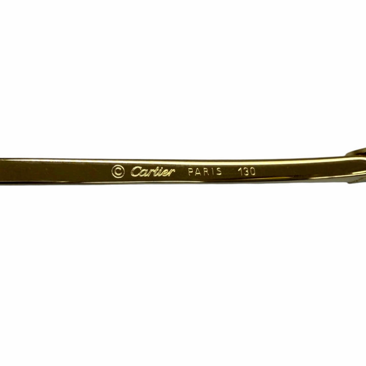 美品□Cartier カルティエ オーバル ハーフリム サイドストーン サングラス アイウェア ゴールド 49□19-130 度入り フランス製 メンズ