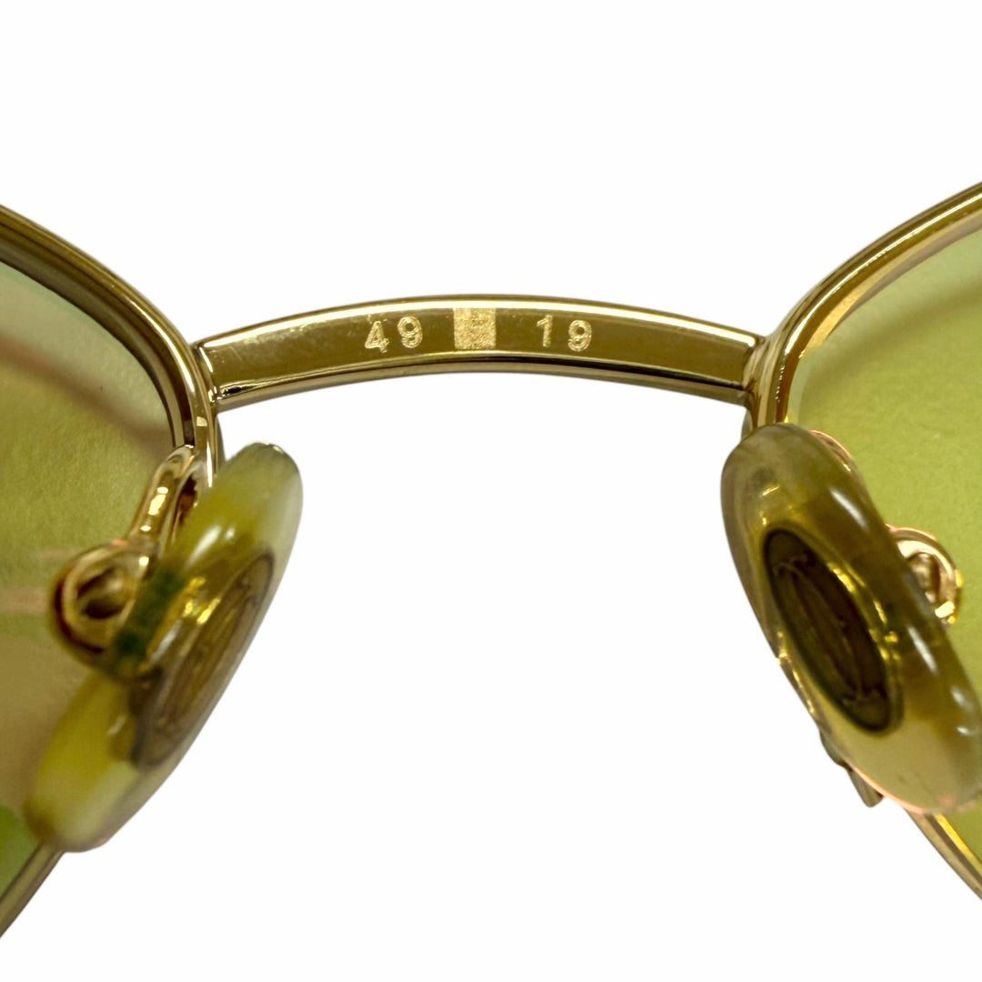 美品□Cartier カルティエ オーバル ハーフリム サイドストーン サングラス アイウェア ゴールド 49□19-130 度入り フランス製 メンズ