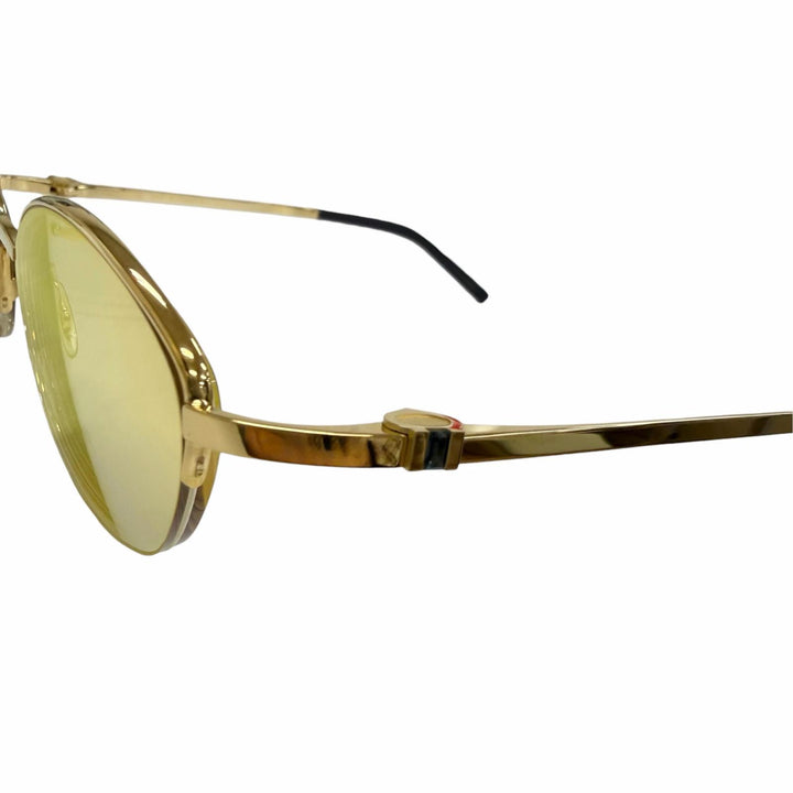 美品□Cartier カルティエ オーバル ハーフリム サイドストーン サングラス アイウェア ゴールド 49□19-130 度入り フランス製 メンズ