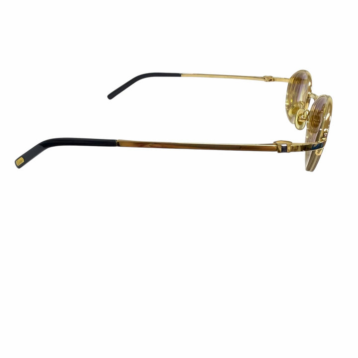 美品□Cartier カルティエ オーバル ハーフリム サイドストーン サングラス アイウェア ゴールド 49□19-130 度入り フランス製 メンズ