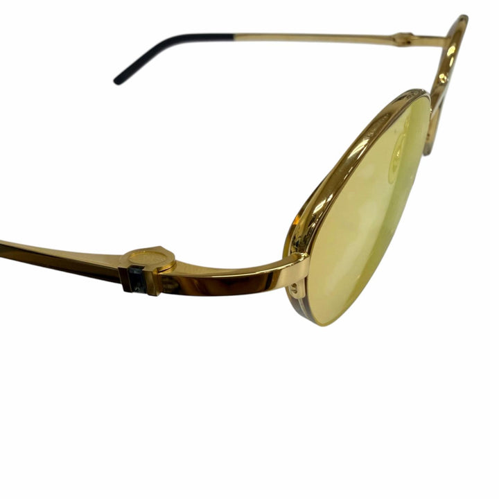 美品□Cartier カルティエ オーバル ハーフリム サイドストーン サングラス アイウェア ゴールド 49□19-130 度入り フランス製 メンズ