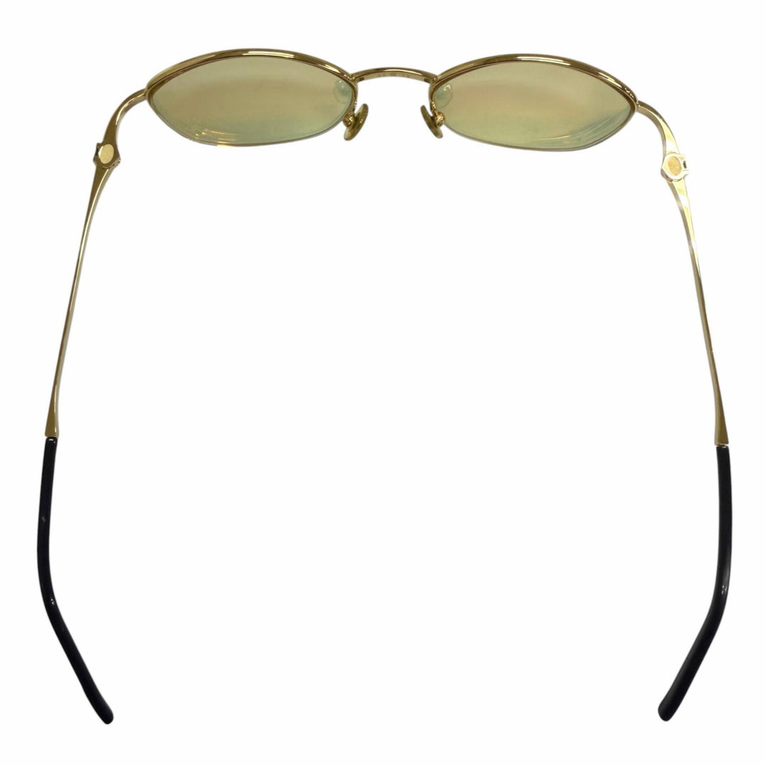 美品□Cartier カルティエ オーバル ハーフリム サイドストーン サングラス アイウェア ゴールド 49□19-130 度入り フランス製 メンズ