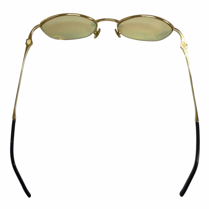 美品□Cartier カルティエ オーバル ハーフリム サイドストーン サングラス アイウェア ゴールド 49□19-130 度入り フランス製 メンズ