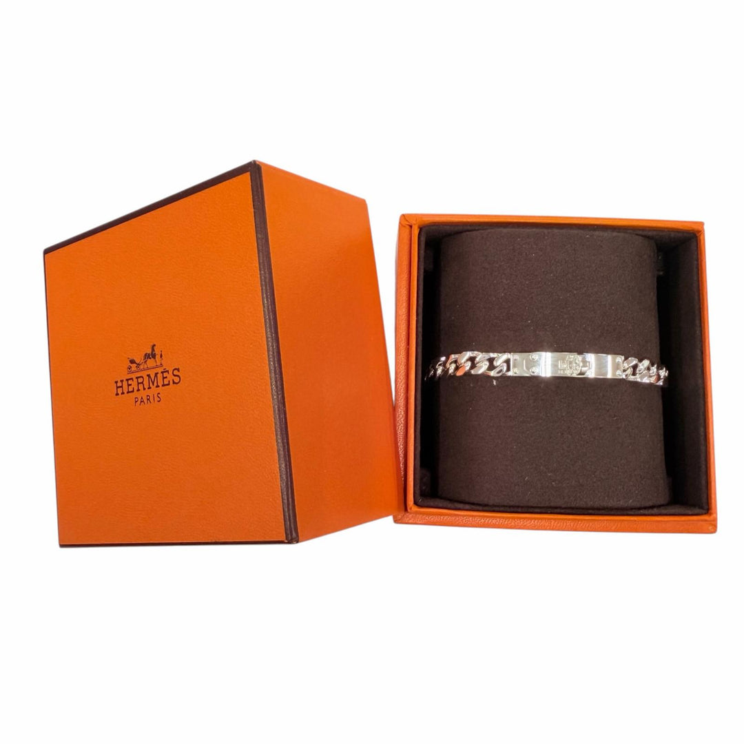 極美品☆HERMES エルメス 2025年製 25S368416 ケリーグルメット ブレスレット TPM AG925 LG シルバー イタリア製 重量19.5g 箱付き