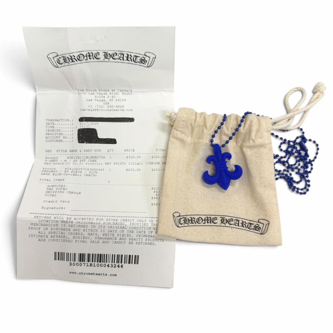 極美品□CHROME HEARTS クロムハーツ シリコンラバー BSフレア 26年6月27日購入 ネックレス ペンダント ブルー メンズ 保存袋付き
