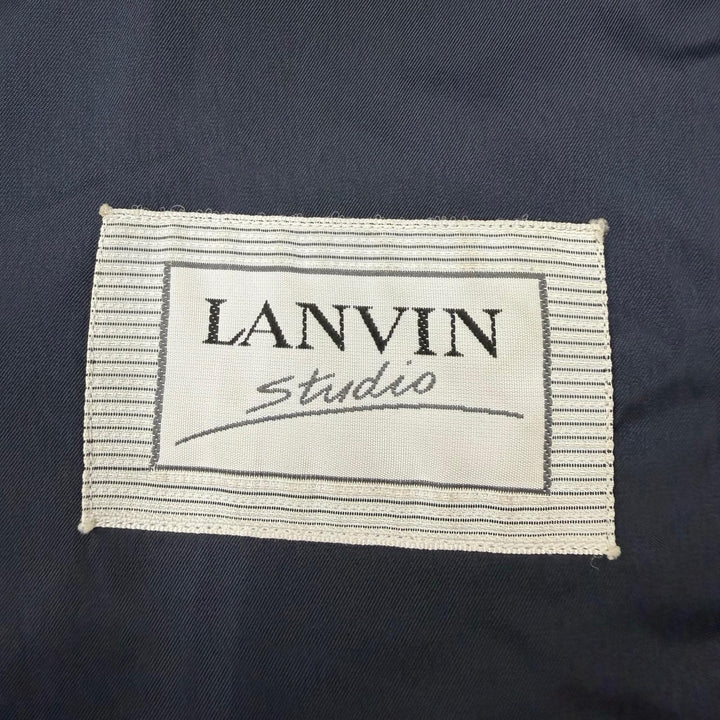 美品▼LANVIN STUDIO ランバンスタジオ カシミヤ100% 比翼仕立て ステンカラーコート ネイビー 50 メンズ ビジネスオススメ◎