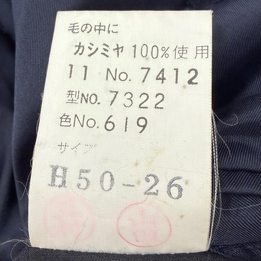 美品▼LANVIN STUDIO ランバンスタジオ カシミヤ100% 比翼仕立て ステンカラーコート ネイビー 50 メンズ ビジネスオススメ◎