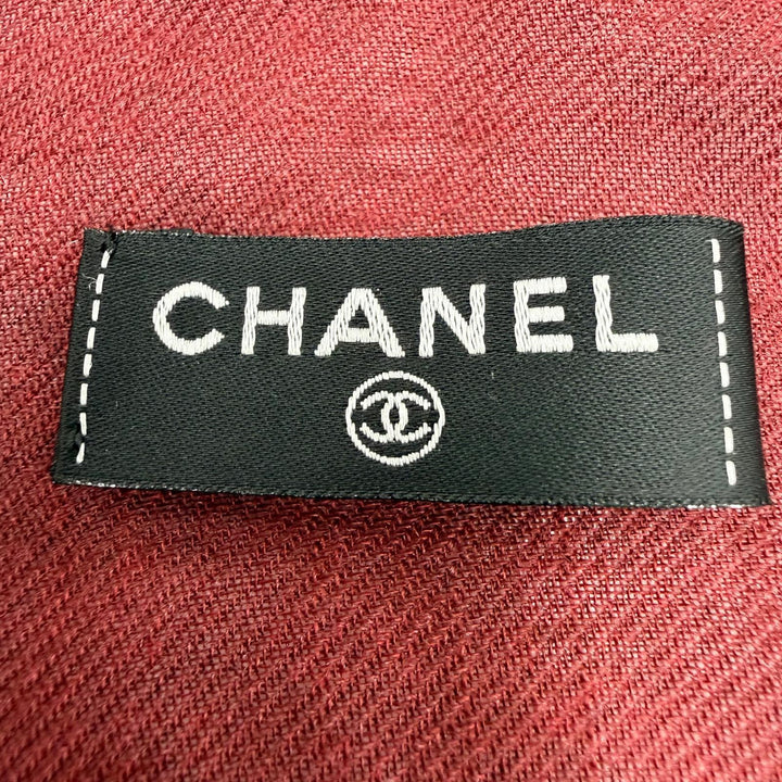極美品☆CHANEL シャネル 26AW カシミヤ100％ 136×184cm ロゴ・ホース柄 大判ショール/ストール スカーフ ボルドー イタリア製 箱付