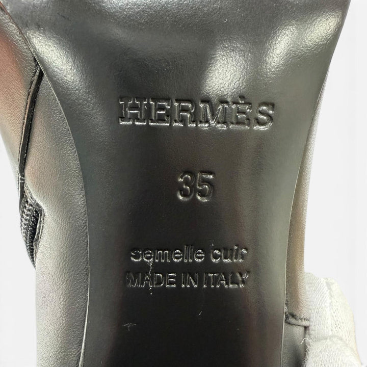 未使用品☆HERMES エルメス サンジェルマン シルバー金具 ケリーバックル レザー ショートブーツ ブラック 35 イタリア製 箱・保存袋付