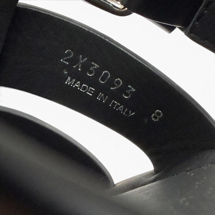 未使用品□PRADA プラダ 2X3093 ブラッシュドレザー バックストラップ グルカサンダル ブラック 8 イタリア製 メンズ 箱・保存袋付き