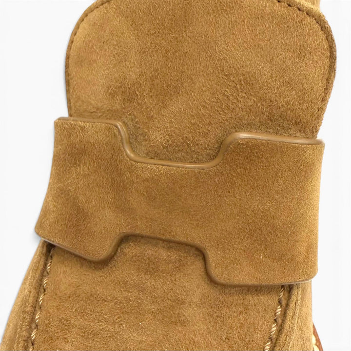 極美品△HERMES エルメス 212053Z DIDI ディディ モカシン スウェードレザー ヒール ローファー パンプス ブラウン 36.5 箱・保存袋付き