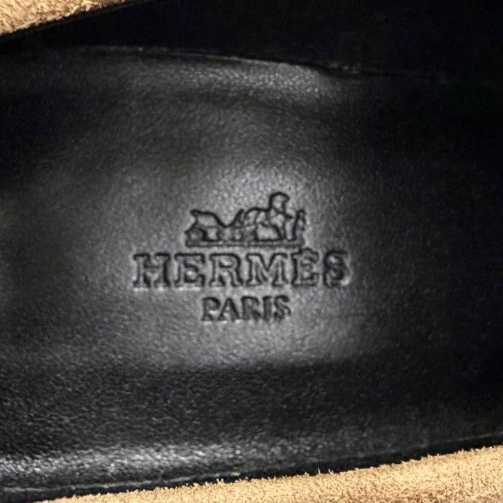 極美品△HERMES エルメス 212053Z DIDI ディディ モカシン スウェードレザー ヒール ローファー パンプス ブラウン 36.5 箱・保存袋付き