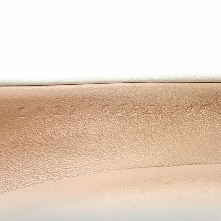 極美品△HERMES エルメス 221066Z エリゼ 70 コンスタンス シルバー金具 レザー パンプス チャンキーヒール パンプス ホワイト 35.5 箱付