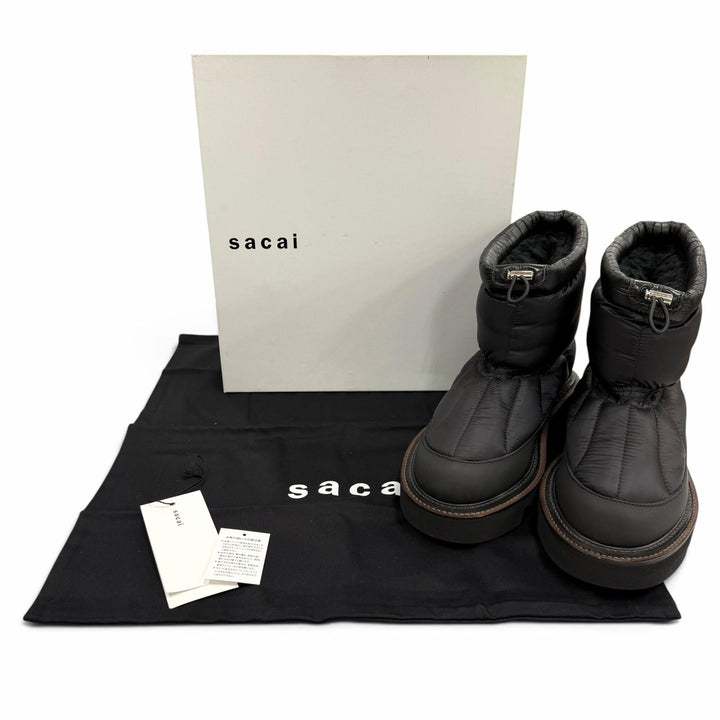 未使用品▼Sacai サカイ 23-03230M PADDED BOOTS ナイロン ドローコード付き ボア ブーツ ブラック 40 イタリア製 メンズ 箱・保存袋付き