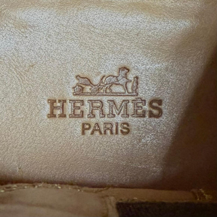 極美品▼HERMES エルメス レザー サイドゴア チェルシーブーツ ショートブーツ ダークブラウン 41.5 イタリア製 メンズ 保存袋付き