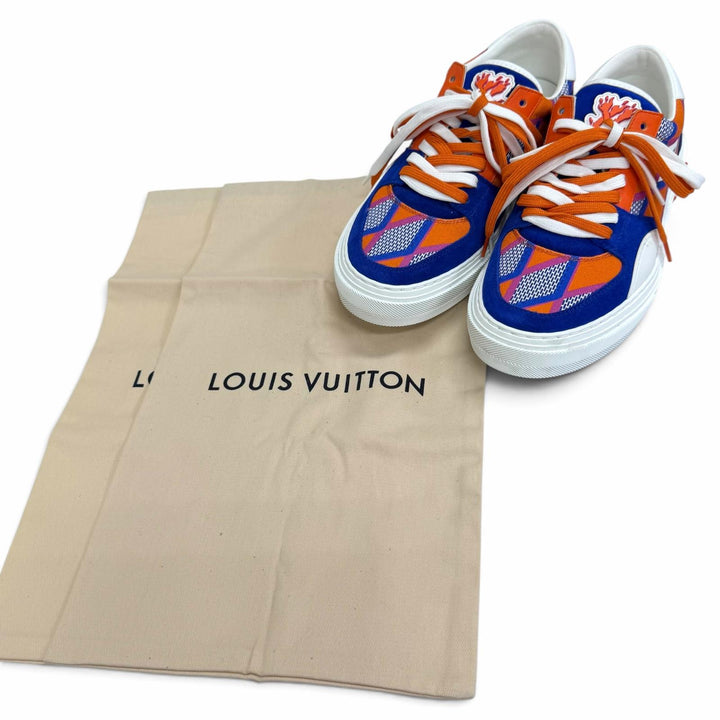 未使用品□LOUIS VUITTON ルイヴィトン LV オリライン キャンバス ローカットスニーカー ブルー オレンジ ホワイト 6 イタリア製 メンズ