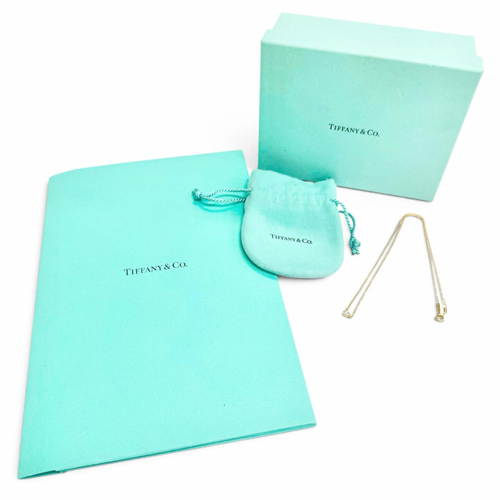 極美品△TIFFANY&amp;Co. ティファニー バイザヤード ネックレス 1Pダイヤモンド 750(YG) K18 D0.21ct/F/3EX/VVS2 イエローゴールド 重量1.9g