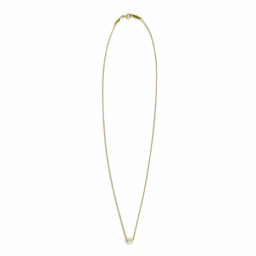 極美品△TIFFANY&amp;Co. ティファニー バイザヤード ネックレス 1Pダイヤモンド 750(YG) K18 D0.21ct/F/3EX/VVS2 イエローゴールド 重量1.9g