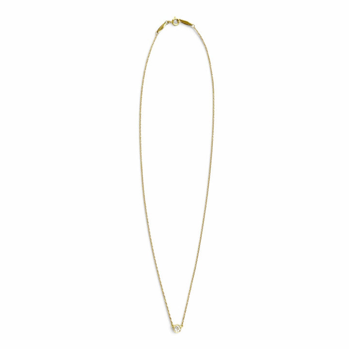 極美品△TIFFANY&amp;Co. ティファニー バイザヤード ネックレス 1Pダイヤモンド 750(YG) K18 D0.21ct/F/3EX/VVS2 イエローゴールド 重量1.9g